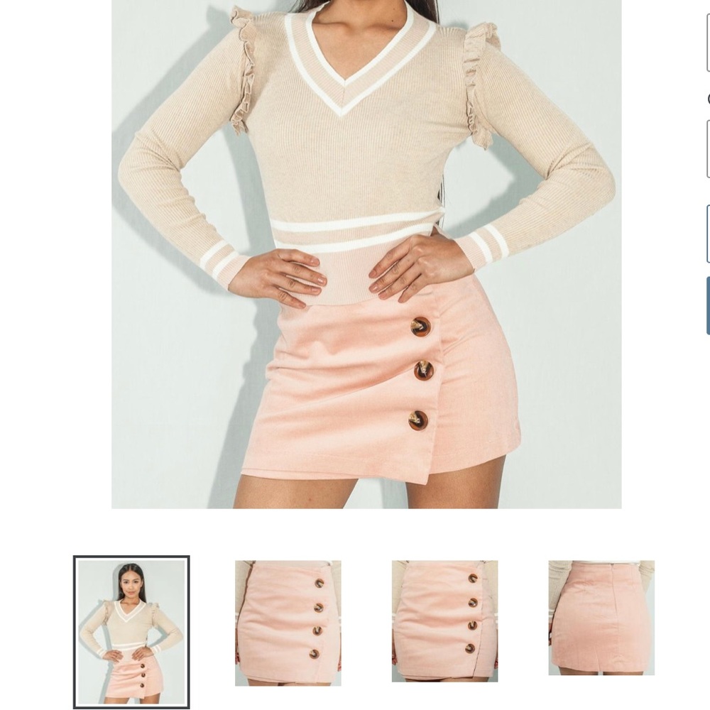 Fold Over Corduroy Skirt - Dusty Pink BRAND NEW!